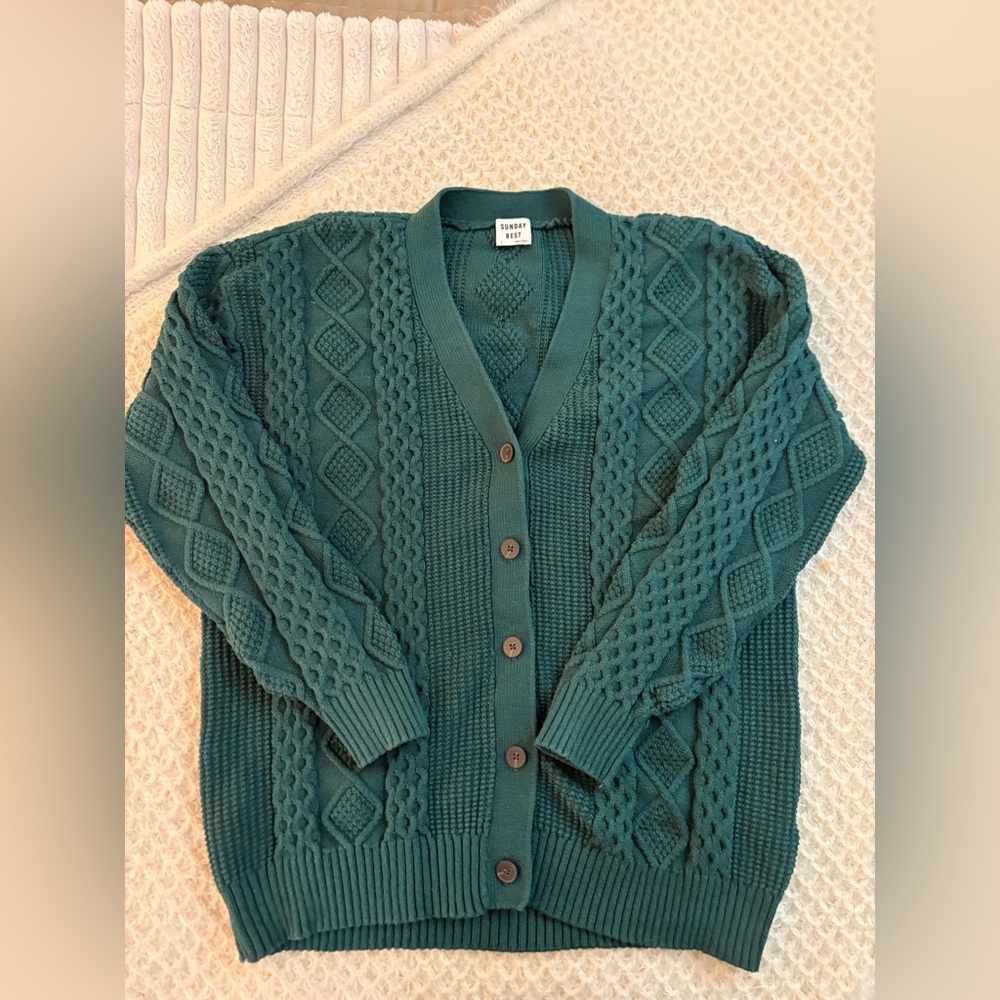 Sunday Best Emerald Cable Cardigan
